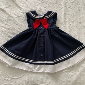 2T Navy Sailor Dress with Red Bow Circle Skirt